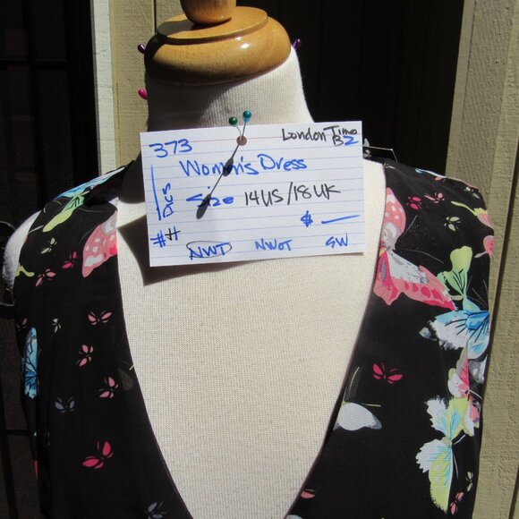 #373  NEW WOMEN'S CHIFFON BUTTERFLY DRESS BY LONDON TIMES  (SIZE 14US / 18UK) - Picture 2 of 5